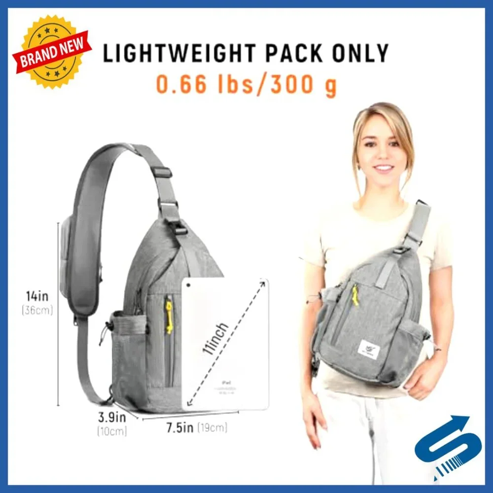 Anti-Theft RFID Crossbody Sling Bag with 7 Pockets Water-Resistant Travel